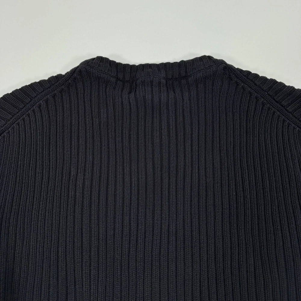 Eddie Bauer Sweater Ribbed Knit Mens L Charcoal Black Long Sleeve Pullover
